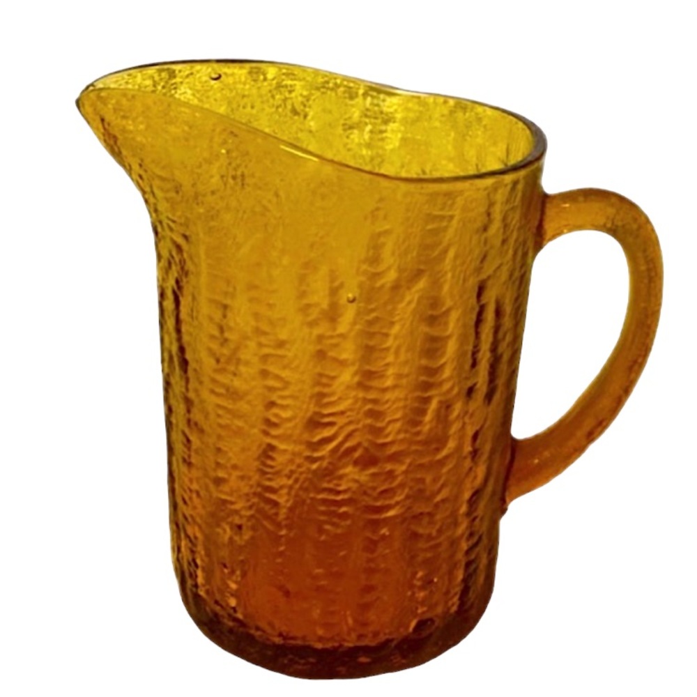 Retro Anchor Hocking Amber Milano Lido Crinkle Pitcher 1960’s-1970’s